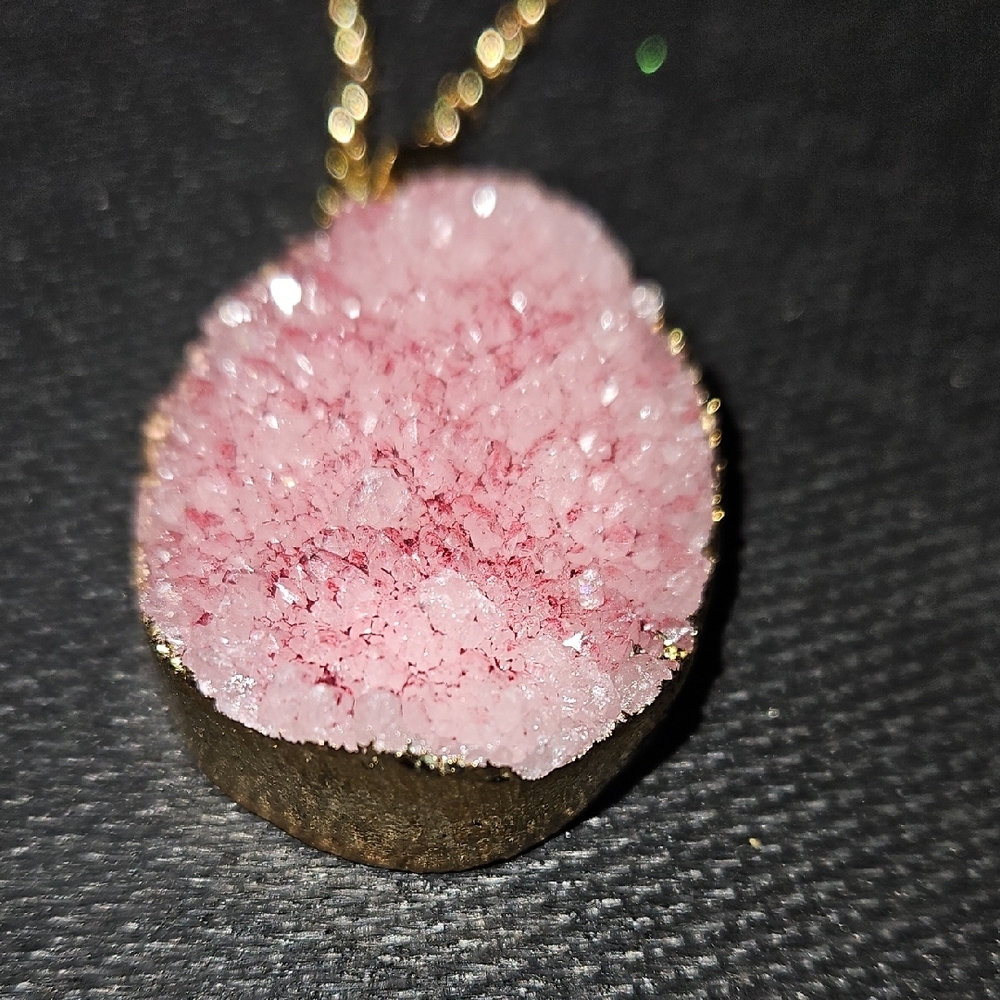 Pink and Gold Minimalist Crystal Necklace